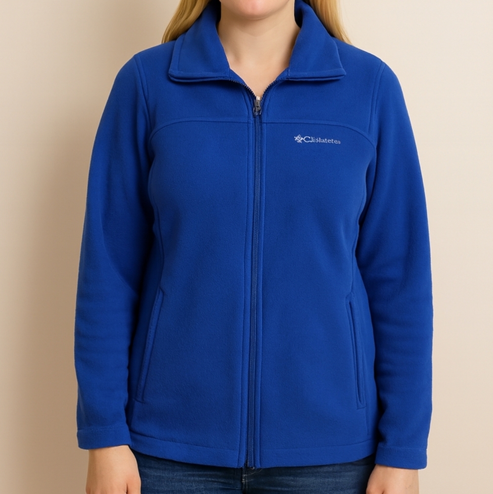 Columbia Fleece Jacket Full Zip Violet Blue Pockets Hiking Outdoors Size Large